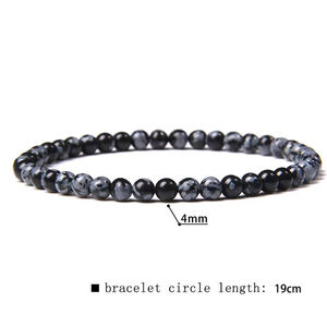 4mm Snowflake Stone Gemstone Beaded Stretchy Stacking Bracelet NWT